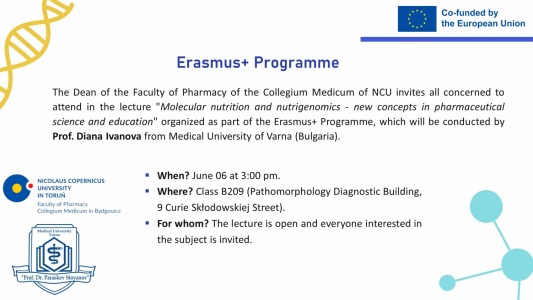 Erasmus+ zaproszenie na wykład. Kliknij, aby powiększyć zdjęcie.